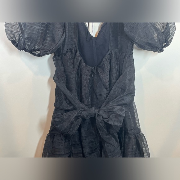 NWT Free People Hailey Black Dress Puff Sleeve Whimsigoth Fairy Size 4 - Picture 9 of 16